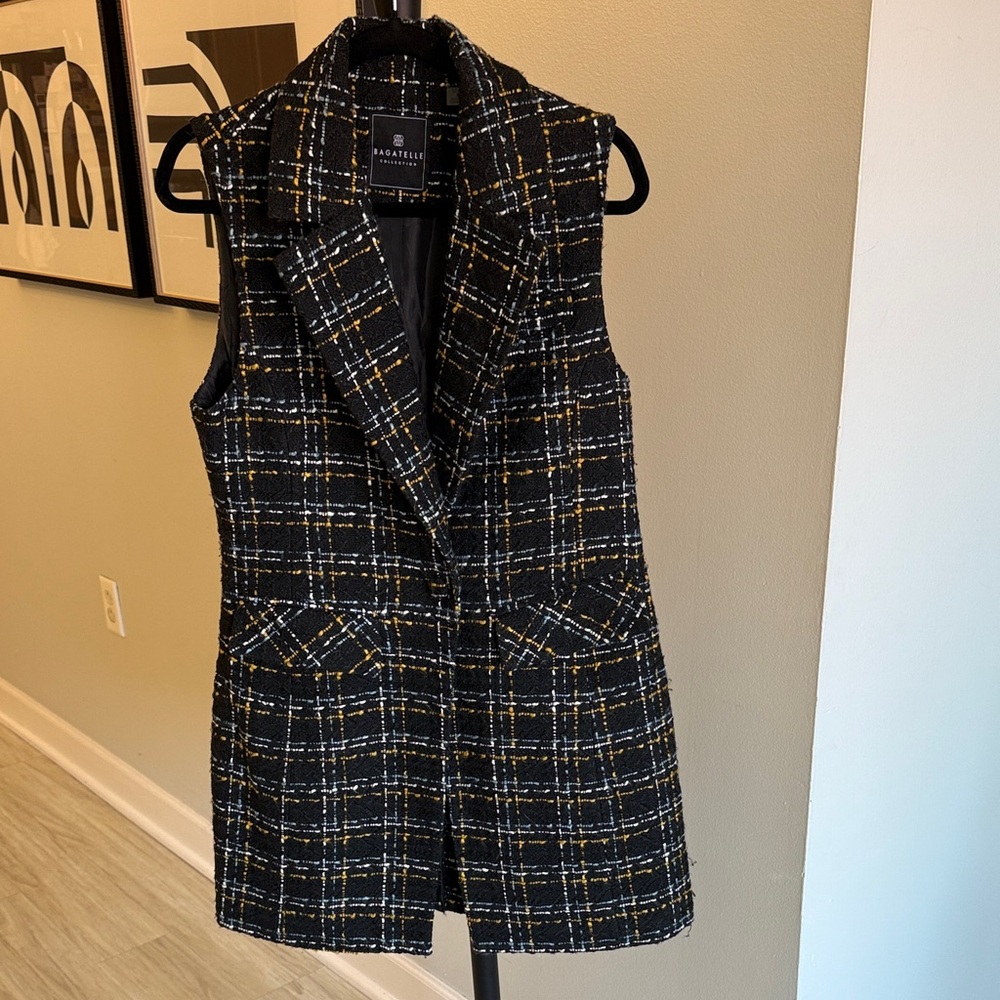 Black and Yellow Checkered Vest
